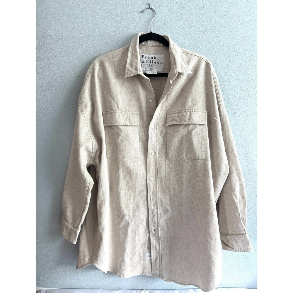 Frank & Eileen McLoghlin Womens M/L Oatmeal Heavy Cotton Oversized Shirt